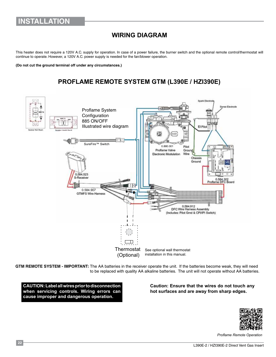 Installation, Wiring diagram | Regency Liberty L390EB Medium Gas Insert User Manual | Page 22 / 60