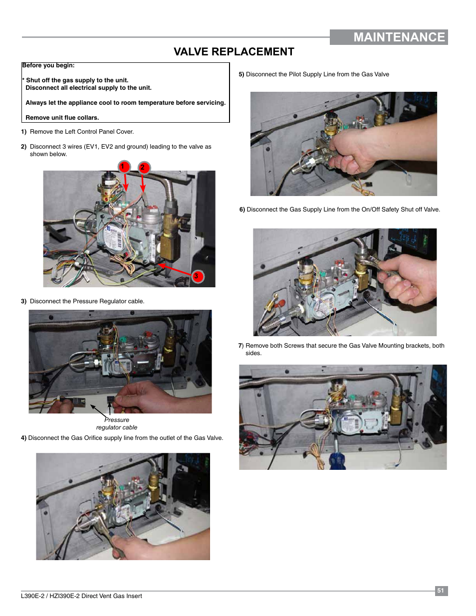 Maintenance, Valve replacement | Regency Liberty L390EB Medium Gas Insert User Manual | Page 51 / 60