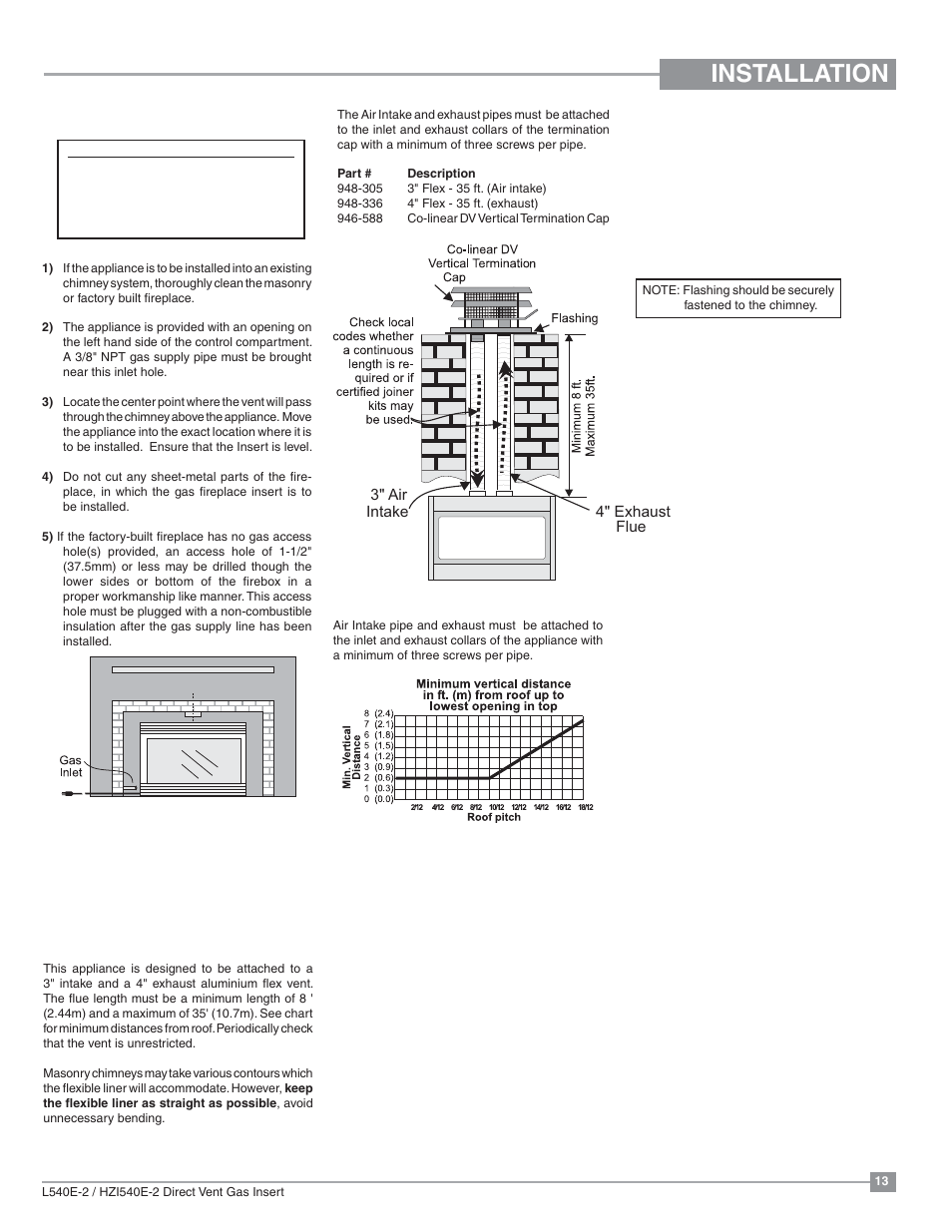 Installation, Venting, Gas connection | Regency Liberty L540EB Large Gas Insert User Manual | Page 13 / 56