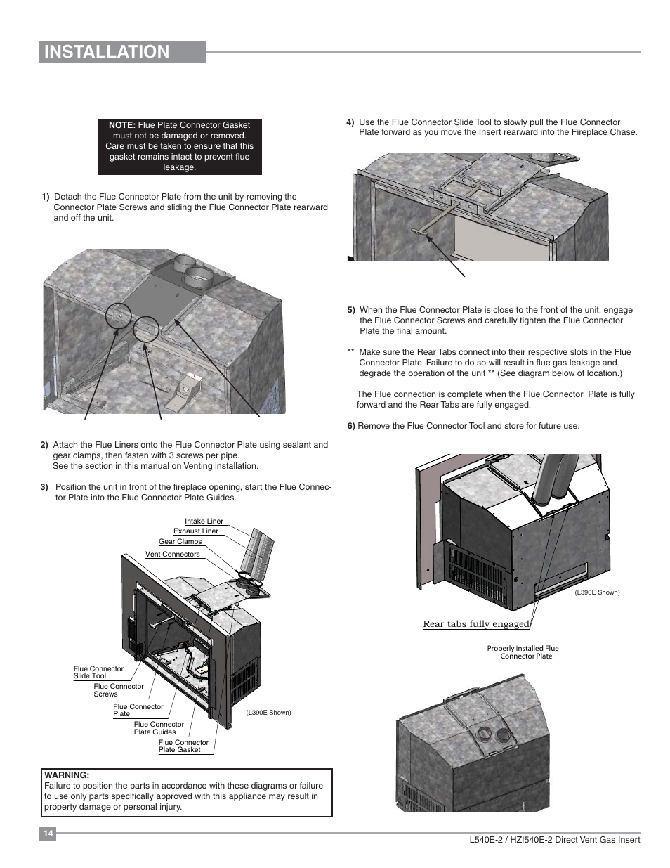 Installation, Flue / vent installation | Regency Liberty L540EB Large Gas Insert User Manual | Page 14 / 56