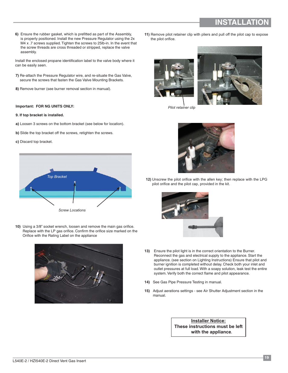 Installation | Regency Liberty L540EB Large Gas Insert User Manual | Page 19 / 56