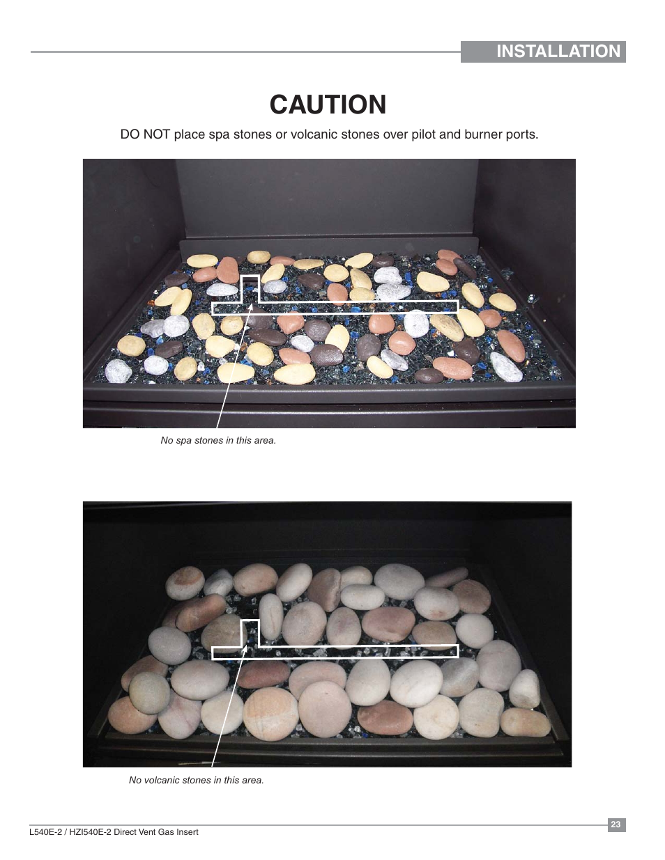 Caution, Installation | Regency Liberty L540EB Large Gas Insert User Manual | Page 23 / 56