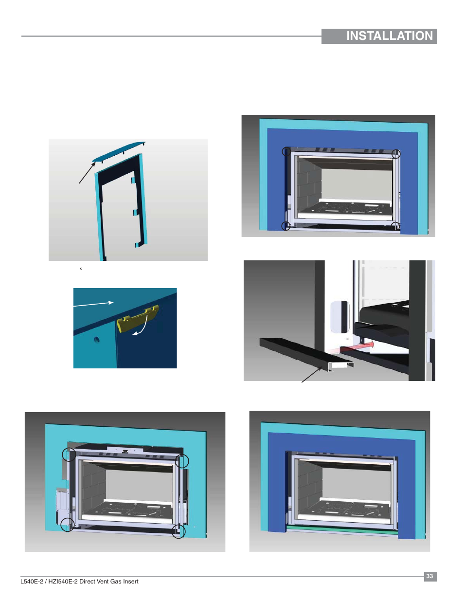 Installation, 3 sided low profile faceplate installation | Regency Liberty L540EB Large Gas Insert User Manual | Page 33 / 56