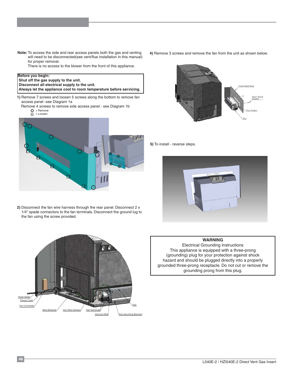 Maintenance, Fan maintenance - with gtmf remote control | Regency Liberty L540EB Large Gas Insert User Manual | Page 46 / 56