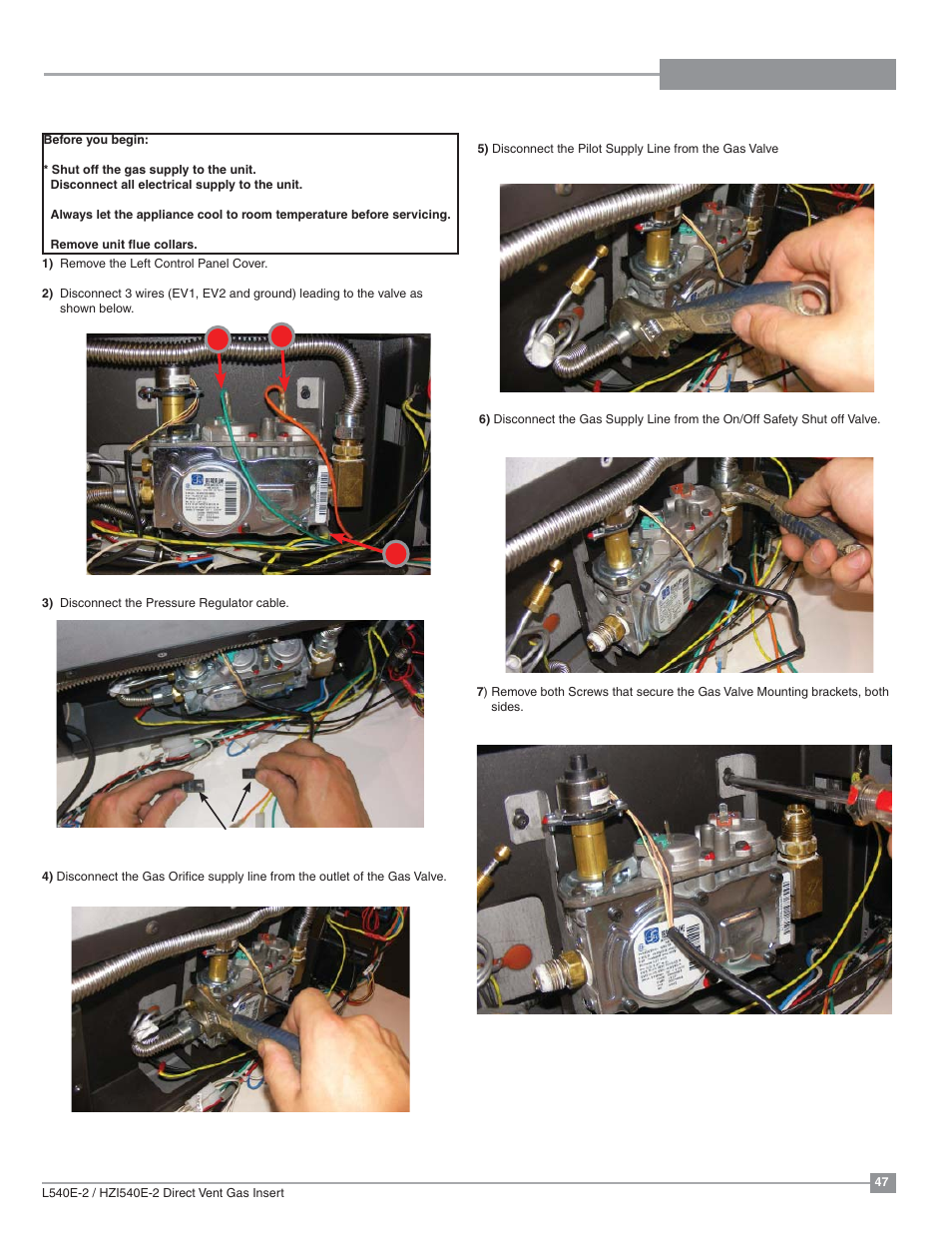 Maintenance, Valve replacement | Regency Liberty L540EB Large Gas Insert User Manual | Page 47 / 56