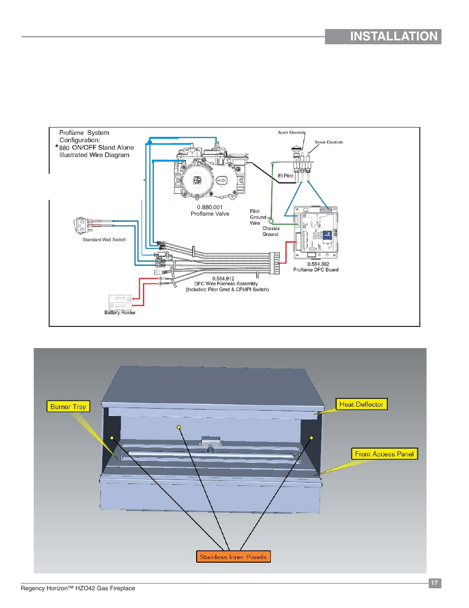 Installation, Wiring diagram | Regency Horizon HZO42 Outdoor Gas Fireplace User Manual | Page 17 / 44