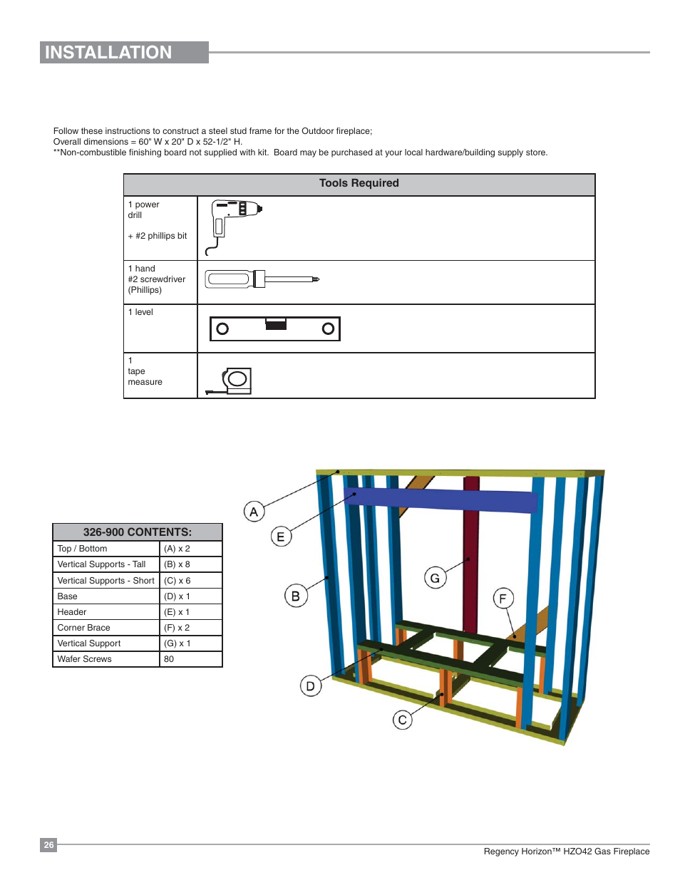 Installation | Regency Horizon HZO42 Outdoor Gas Fireplace User Manual | Page 26 / 44