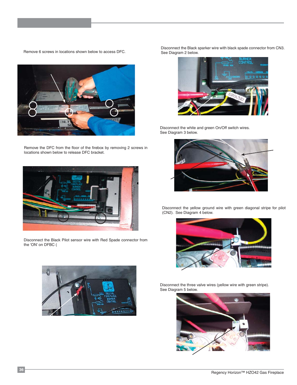 Maintenance, Digital fireplace burner control removal | Regency Horizon HZO42 Outdoor Gas Fireplace User Manual | Page 36 / 44