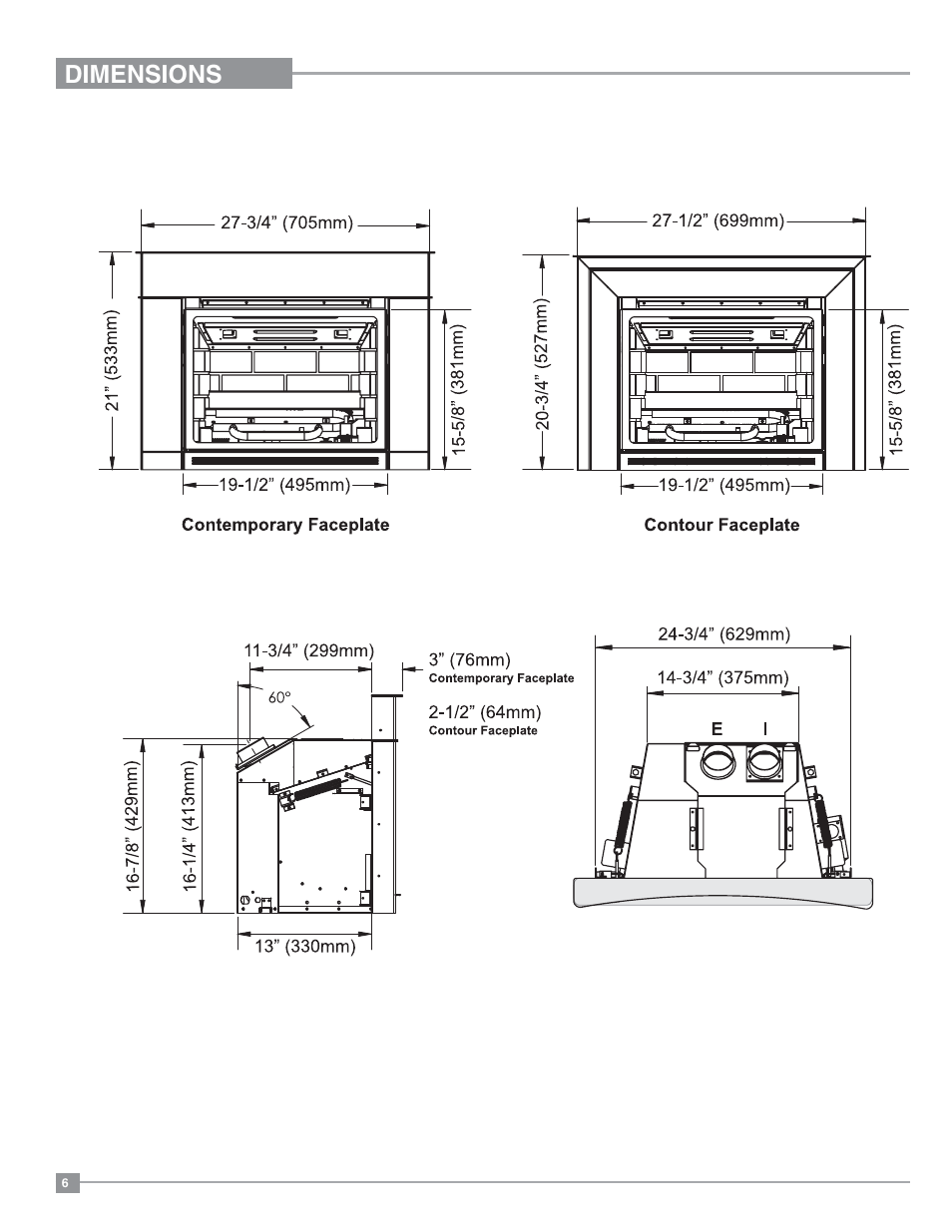 Dimensions | Regency Liberty L234 Small Gas Insert User Manual | Page 6 / 44