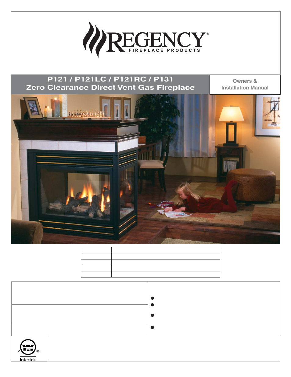 Regency Panorama P131 Three Sided Gas Fireplace User Manual | 48 pages