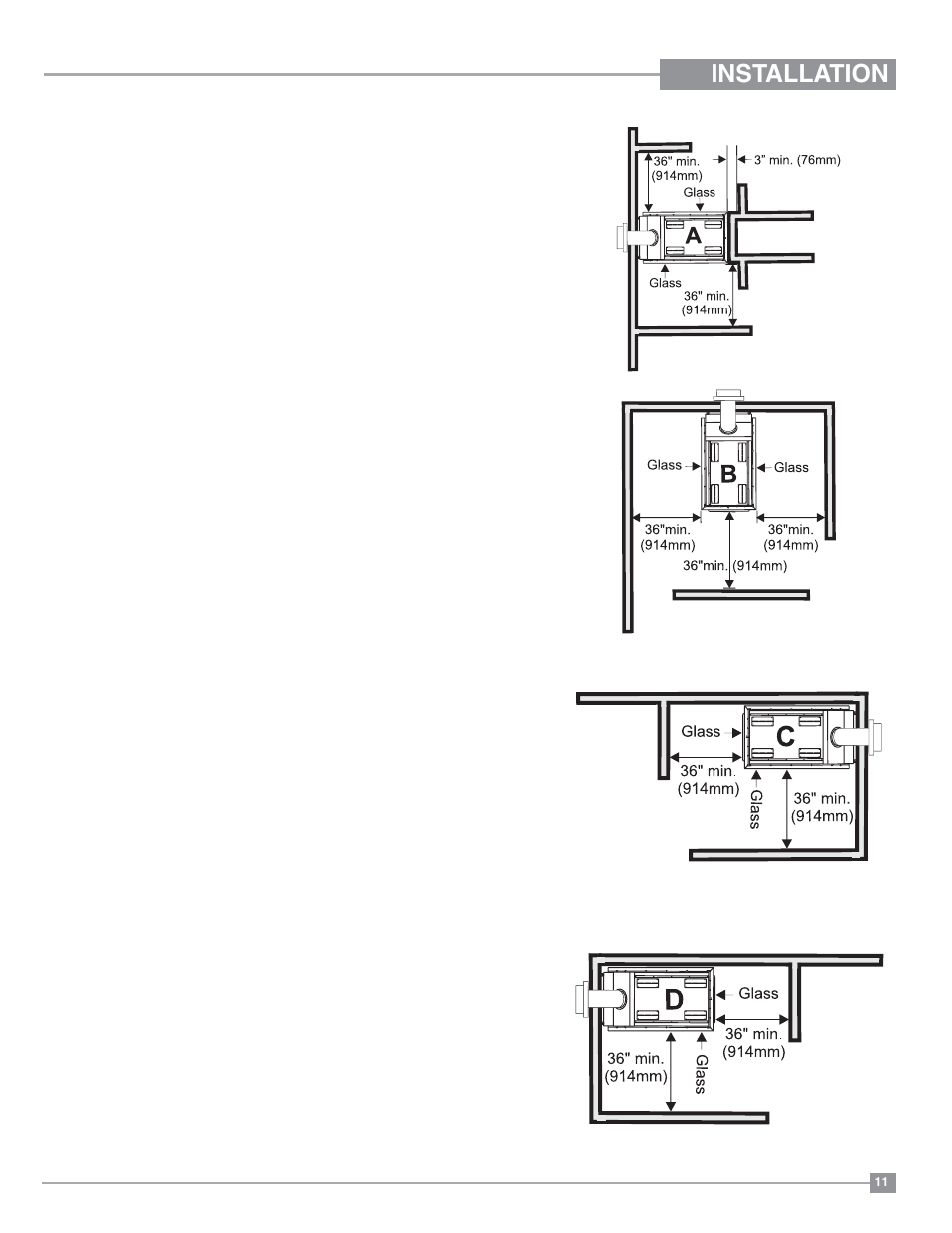 Installation, Locating your gas fireplace | Regency Panorama P131 Three Sided Gas Fireplace User Manual | Page 11 / 48