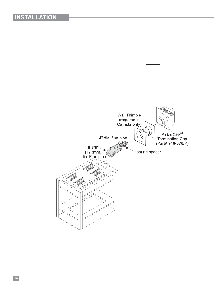 Installation, Venting arrangement - horizontal terminations, Regency | Regency Panorama P131 Three Sided Gas Fireplace User Manual | Page 18 / 48