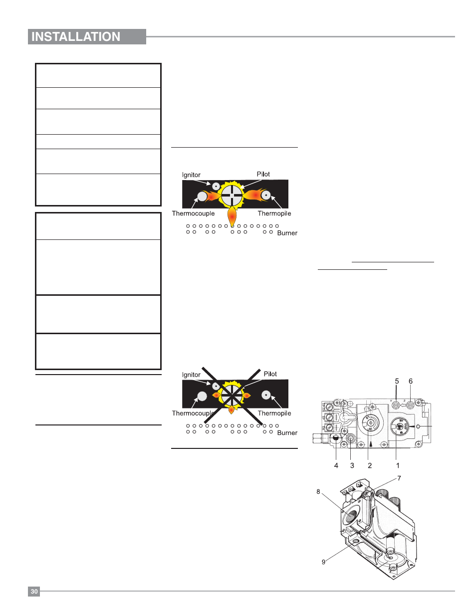 Installation, Gas pipe pressure testing, Pilot adjustment high elevation | Gas line installation | Regency Panorama P131 Three Sided Gas Fireplace User Manual | Page 30 / 48