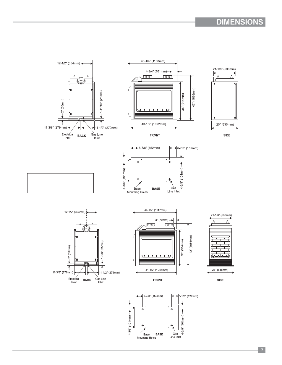 Dimensions, Specifications | Regency Panorama P131 Three Sided Gas Fireplace User Manual | Page 7 / 48