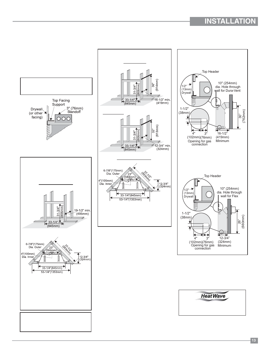 Installation, Framing and finishing | Regency Panorama P33 Small Gas Fireplace User Manual | Page 13 / 64