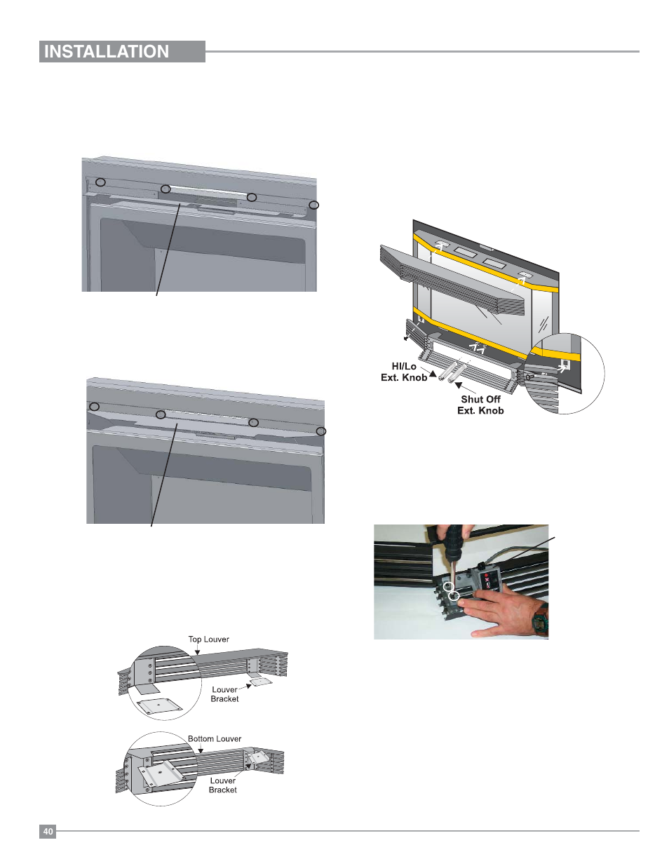 Installation, Bay louvers | Regency Panorama P33 Small Gas Fireplace User Manual | Page 40 / 64