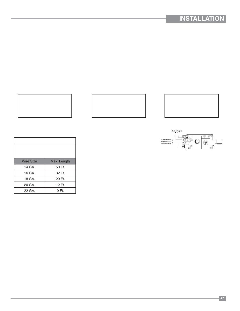 Installation, Optional wall switch, Optional wall thermostat | Optional remote control | Regency Panorama P33 Small Gas Fireplace User Manual | Page 47 / 64