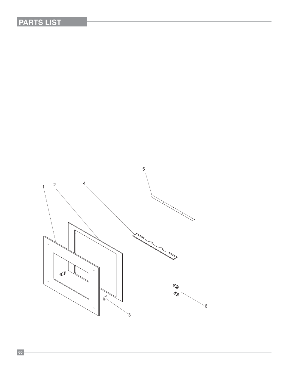Parts list, Contemporary faceplate | Regency Panorama P33 Small Gas Fireplace User Manual | Page 60 / 64