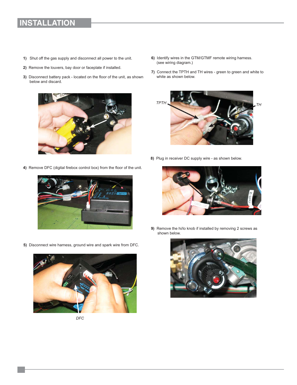 Installation, Gtm remote installation | Regency Panorama P33CE Small Gas Fireplace User Manual | Page 38 / 56