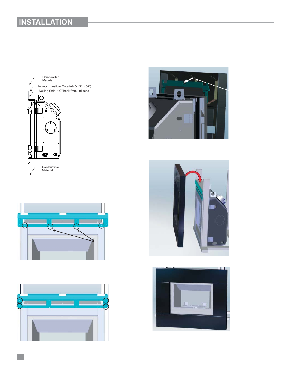 Installation, Optional 4-sided faceplate installation | Regency Panorama P33CE Small Gas Fireplace User Manual | Page 40 / 56