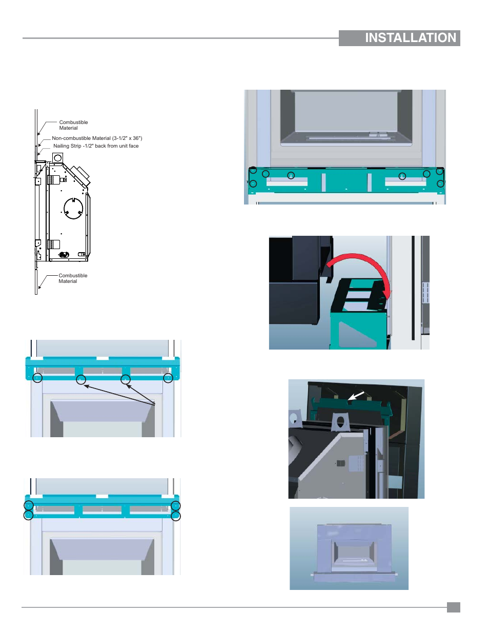 Installation, Optional mantel installation | Regency Panorama P33CE Small Gas Fireplace User Manual | Page 41 / 56
