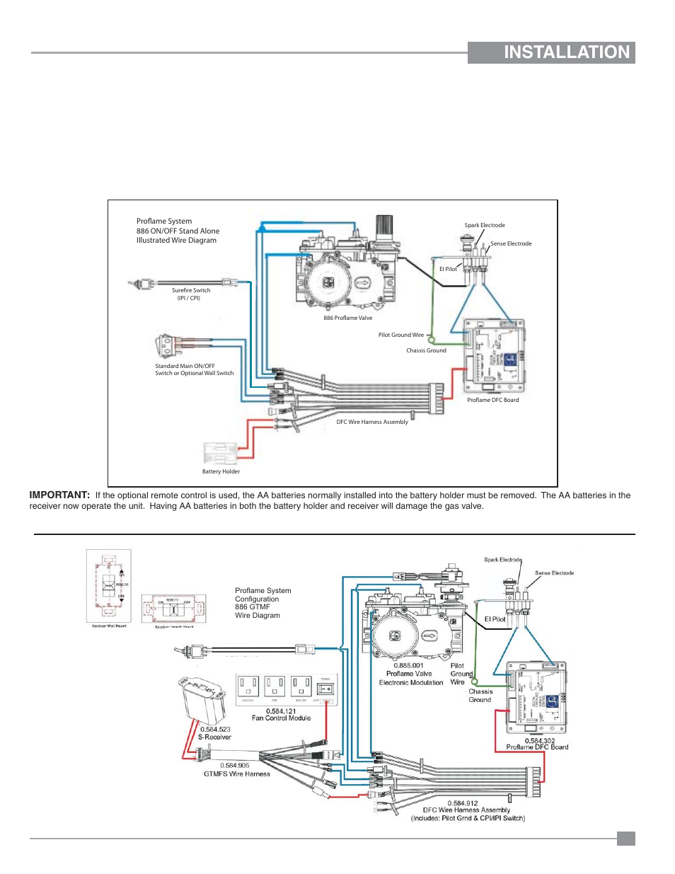 Installation, Wiring diagrams | Regency Panorama P33CE Small Gas Fireplace User Manual | Page 43 / 56