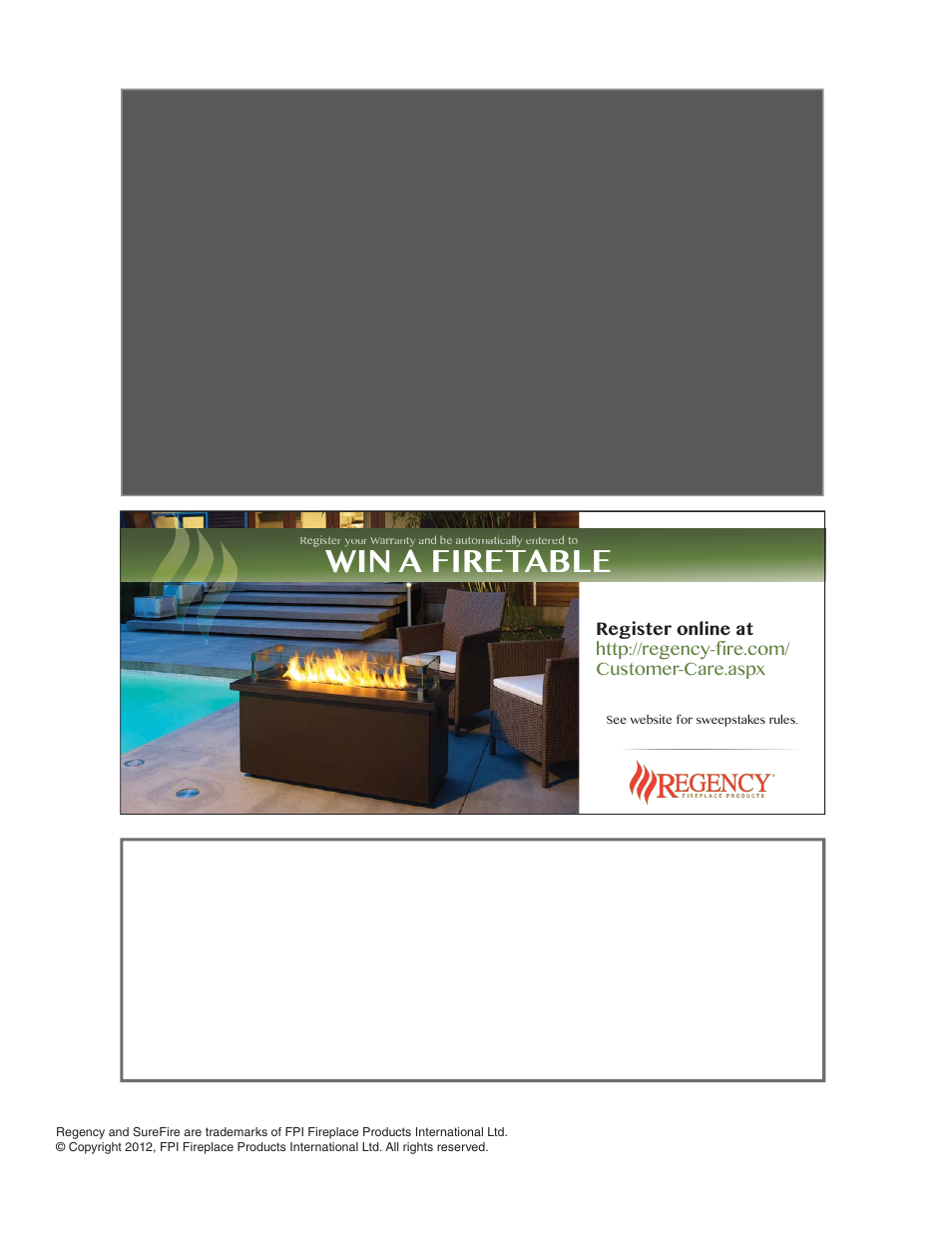 7).ɠ!ɠ&)2%4, Register your regency, Warranty online | Reasons to register your product online today | Regency Panorama P33CE Small Gas Fireplace User Manual | Page 56 / 56