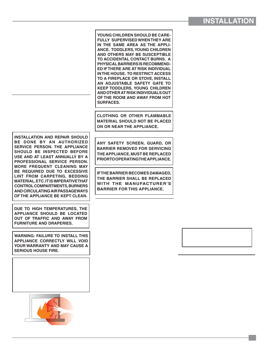 Installation, Important message, Before you start | General safety information, Manufactured mobile home additional requirements | Regency Panorama P33CE Small Gas Fireplace User Manual | Page 7 / 56