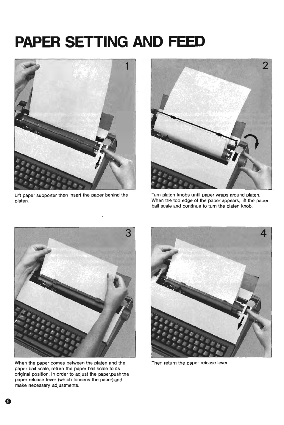 Paper setting and feed | Brother AX-10 User Manual | Page 10 / 22