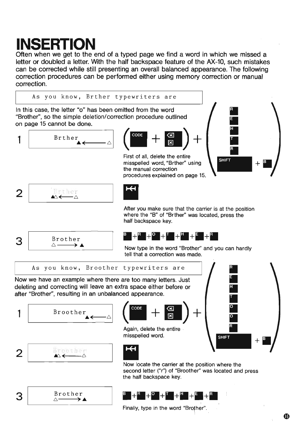 Insertion | Brother AX-10 User Manual | Page 17 / 22