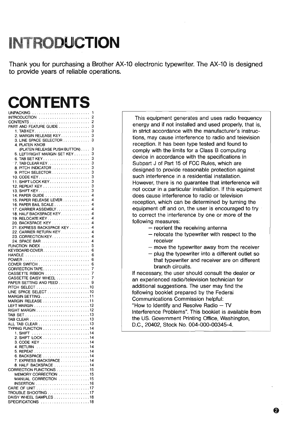 Brother AX-10 User Manual | Page 3 / 22