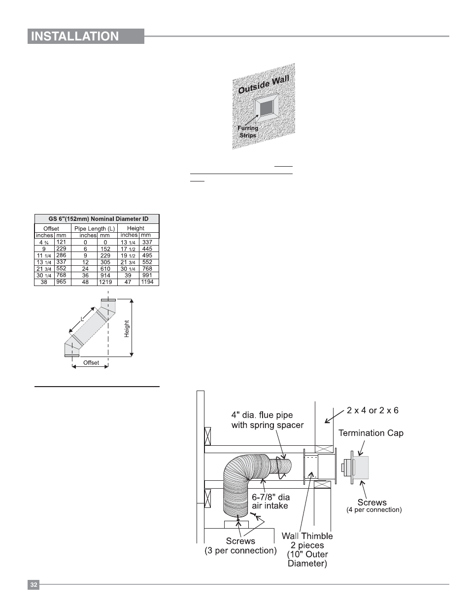 Installation, Direct vent system (flex) installation procedures | Regency Panorama P36 Medium Gas Fireplace User Manual | Page 32 / 60