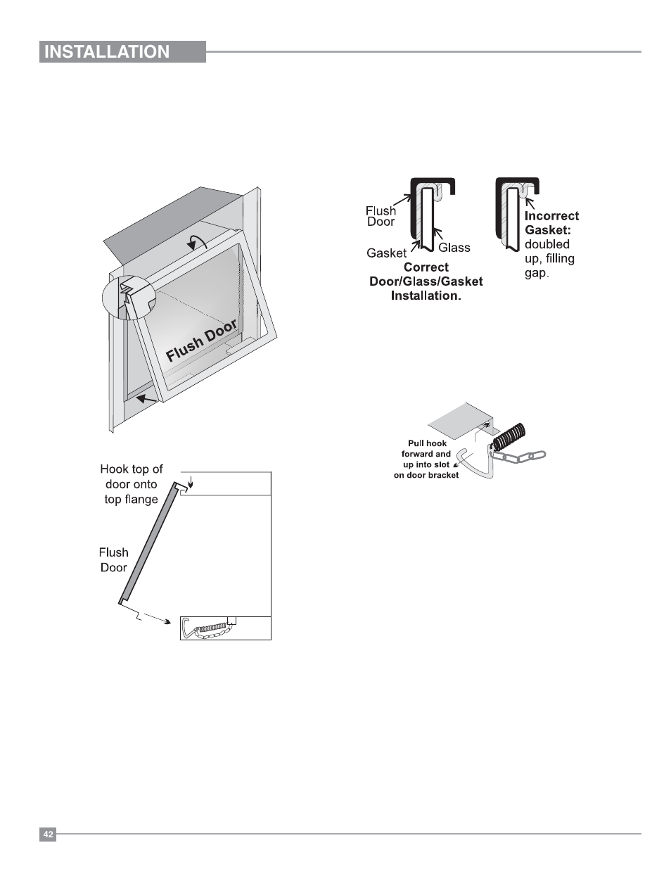 Installation, Standard flush door | Regency Panorama P36 Medium Gas Fireplace User Manual | Page 42 / 60