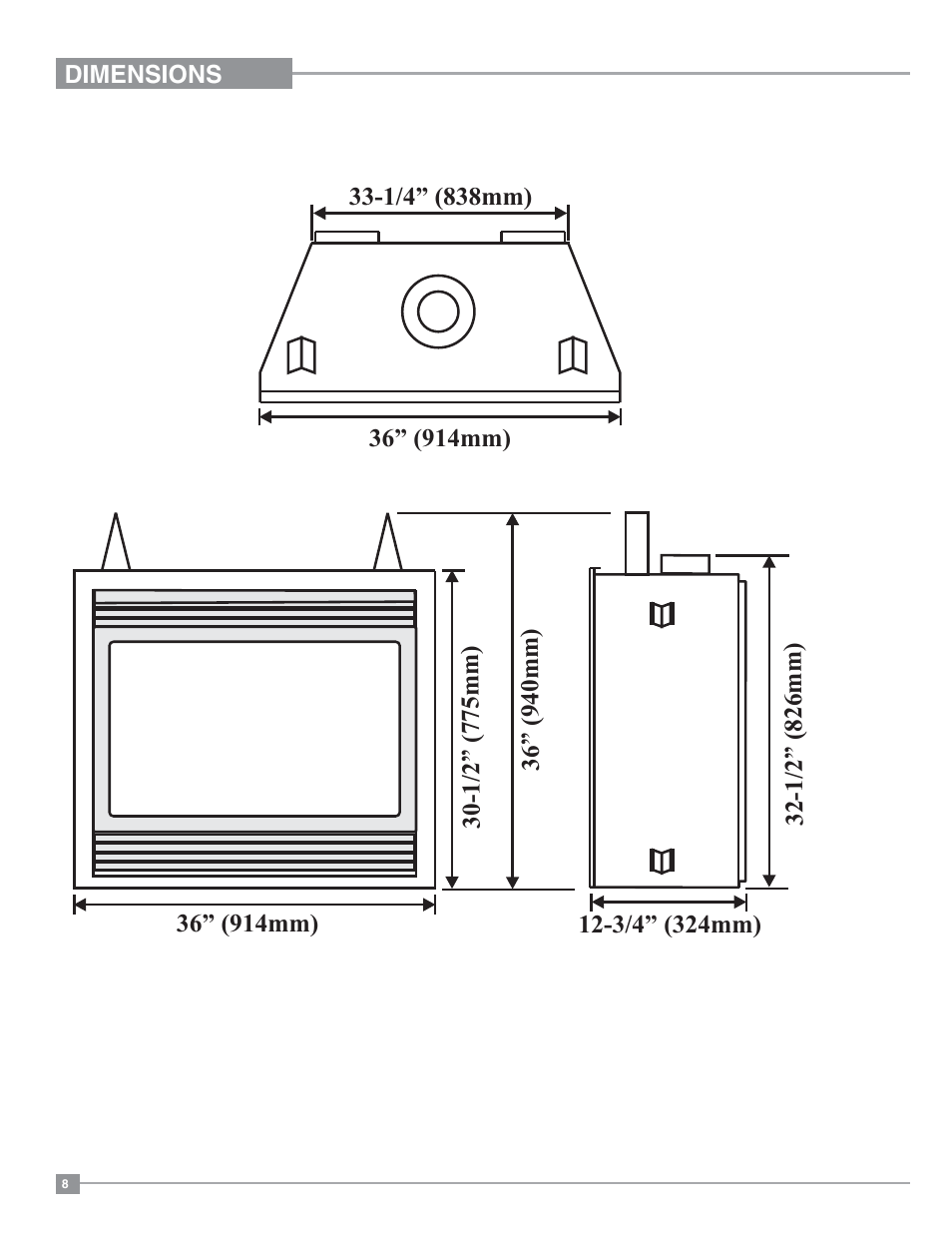 Regency Panorama P36 Medium Gas Fireplace User Manual | Page 8 / 60