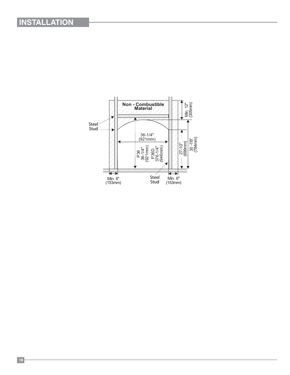 Installation | Regency Panorama P36D Medium Gas Fireplace User Manual | Page 18 / 64