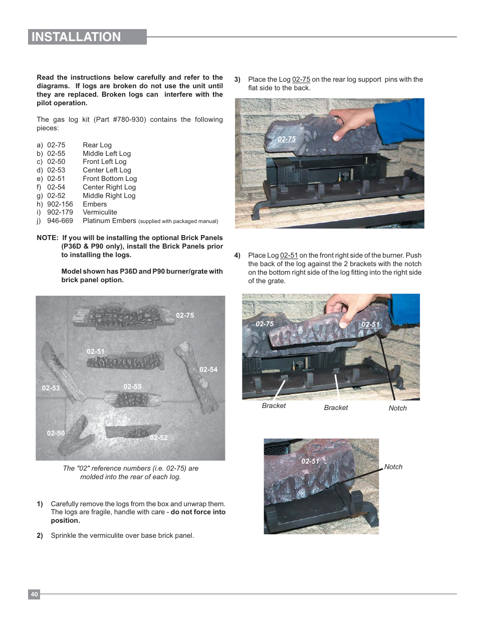 Installation | Regency Panorama P36D Medium Gas Fireplace User Manual | Page 40 / 64