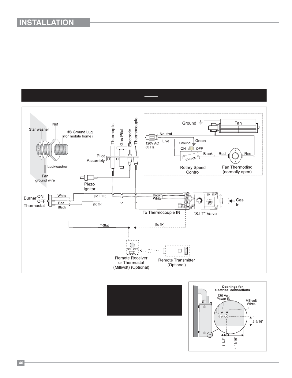 Installation, Wiring diagrams, Natural gas | Regency Panorama P36D Medium Gas Fireplace User Manual | Page 46 / 64
