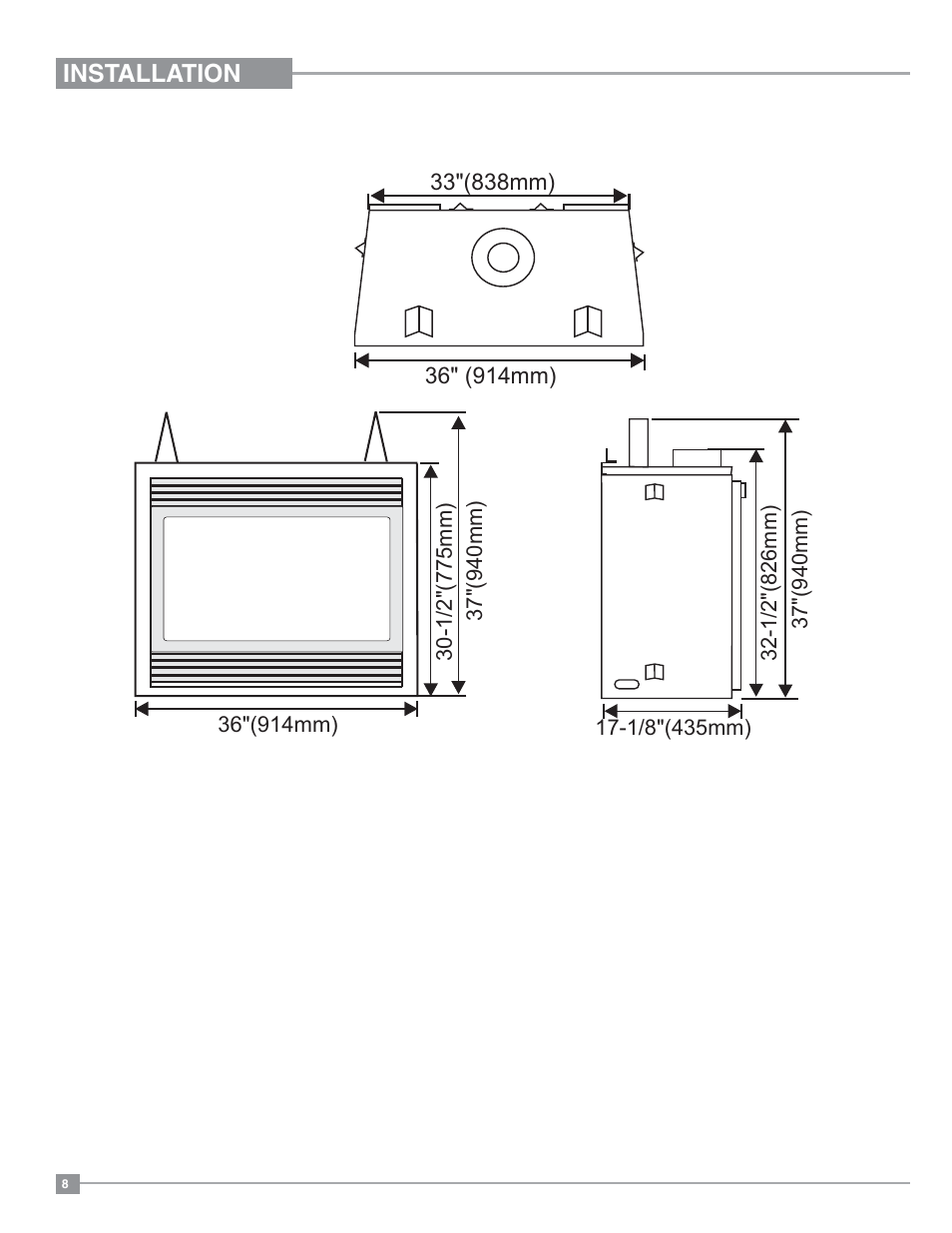 Installation | Regency Panorama P36D Medium Gas Fireplace User Manual | Page 8 / 64