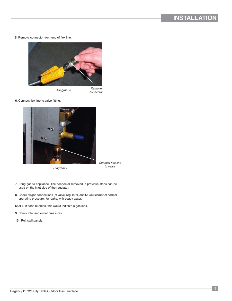 Installation | Regency Plateau PTO28CIT Outdoor Gas Firetable User Manual | Page 13 / 32