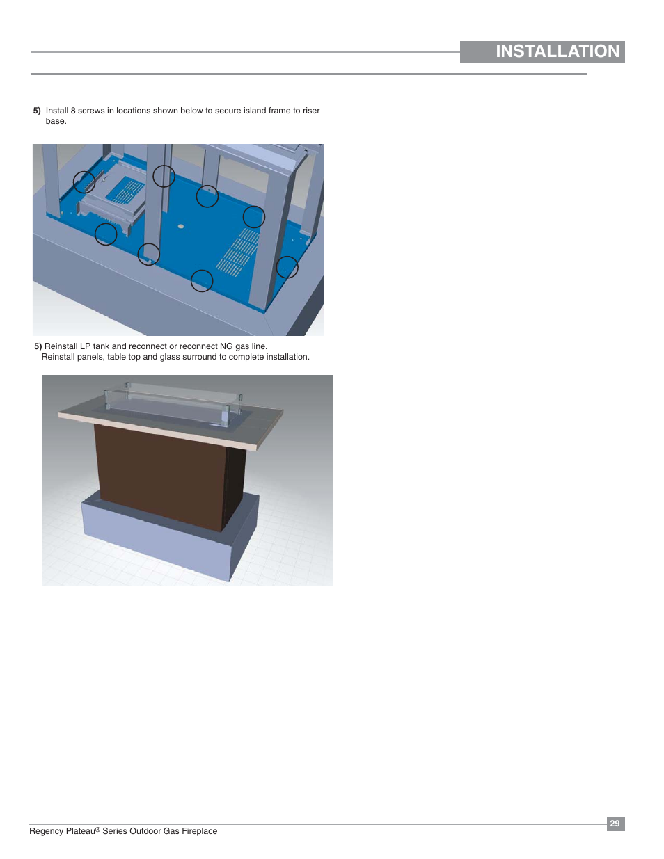 Installation | Regency Plateau PTO30IST Outdoor Gas Firetable User Manual | Page 29 / 40