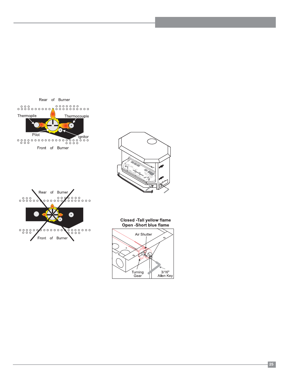 Installation operating instructions, Normal operating sounds of gas appliances, Aeration adjustment | Pilot adjustment | Regency Ultimate U38 Medium Gas Stove User Manual | Page 25 / 36