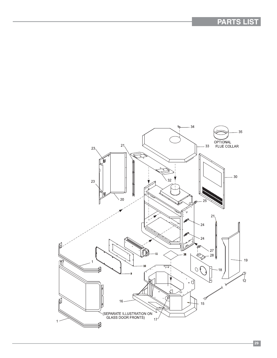 Parts list, U38-1 main assembly | Regency Ultimate U38 Medium Gas Stove User Manual | Page 29 / 36