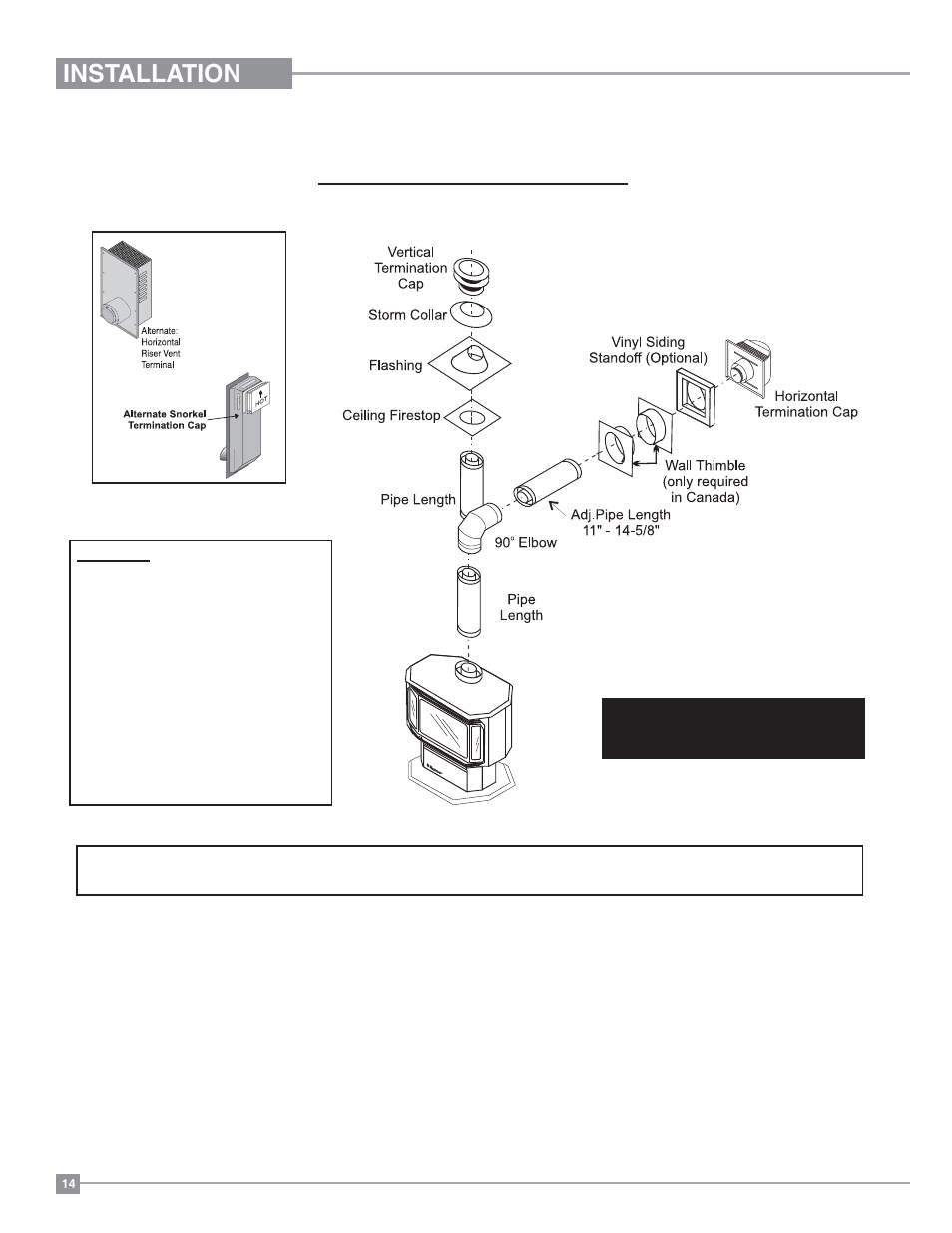 Installation, Rigid pipe venting systems, Horizontal or vertical terminations | Regency Ultimate U39 Medium Gas Stove User Manual | Page 14 / 48