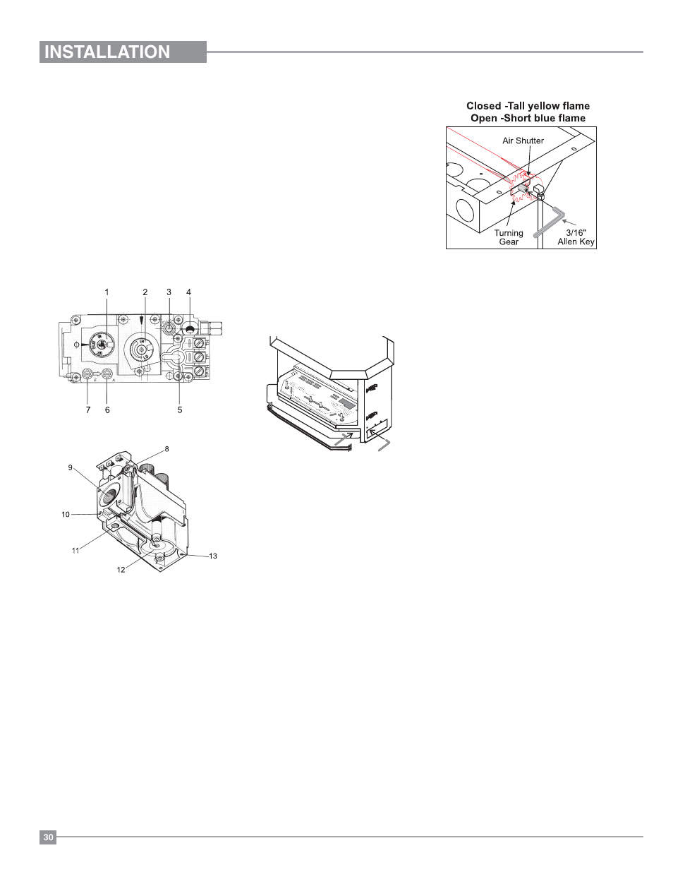 Installation, Aeration adjustment | Regency Ultimate U39 Medium Gas Stove User Manual | Page 30 / 48