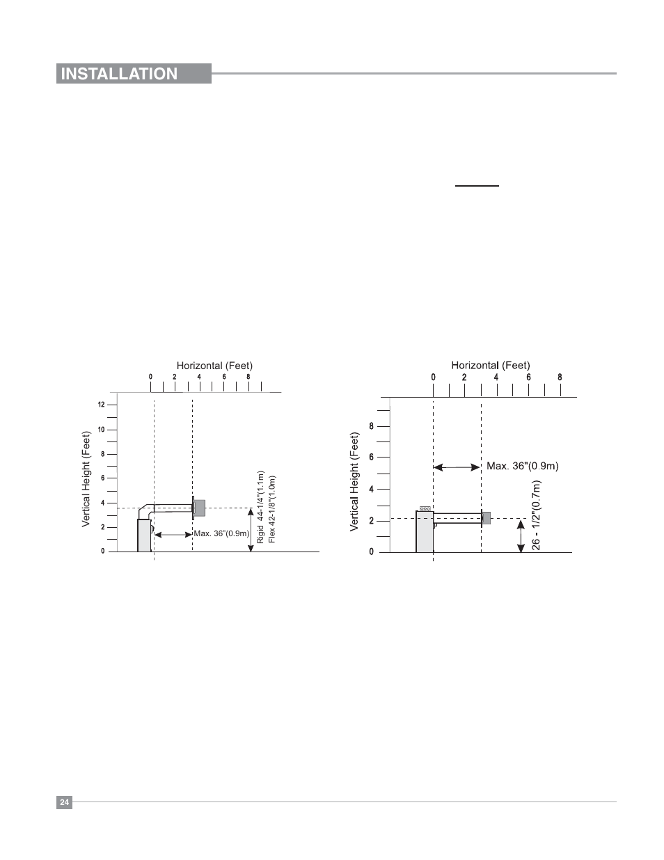 Installation, Venting arrangements for horizontal terminations | Regency Bellavista B36XT Medium Gas Fireplace User Manual | Page 24 / 68