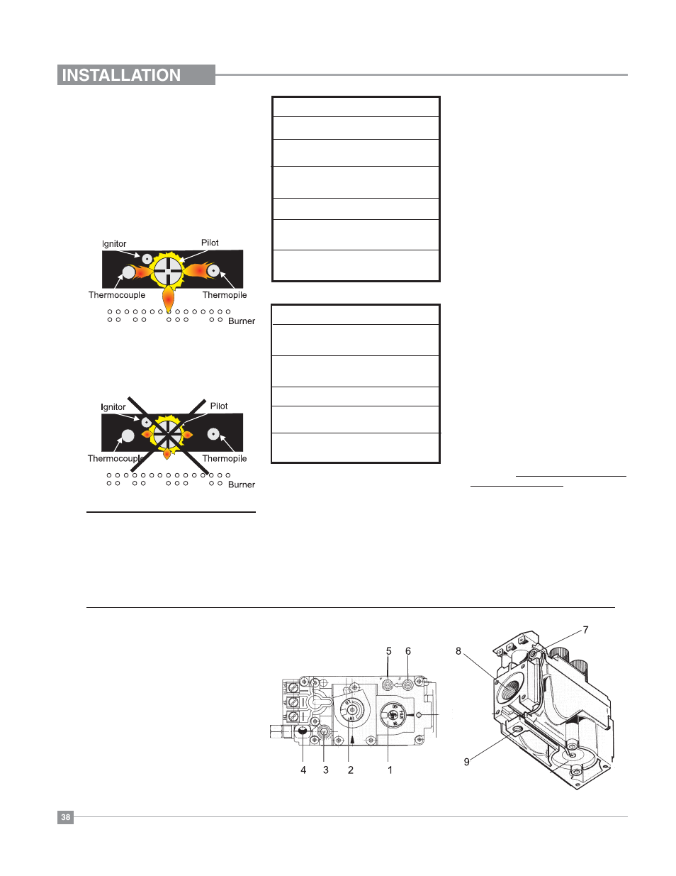 Installation, Gas pipe pressure testing, High elevation | S.i.t. valve description, Pilot adjustment | Regency Bellavista B36XT Medium Gas Fireplace User Manual | Page 38 / 68