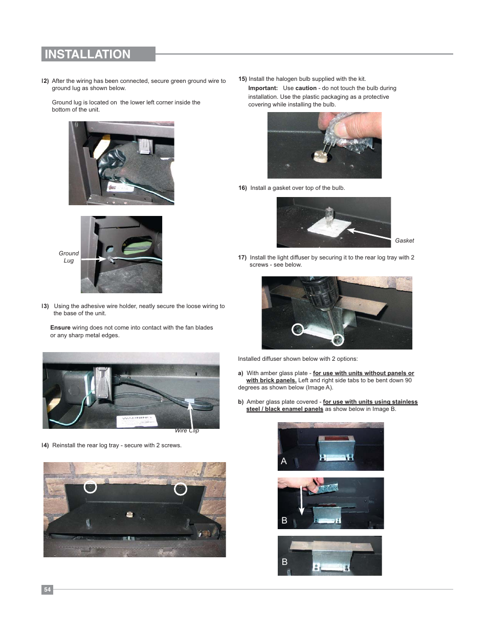 Installation, Ba b | Regency Bellavista B36XT Medium Gas Fireplace User Manual | Page 54 / 68