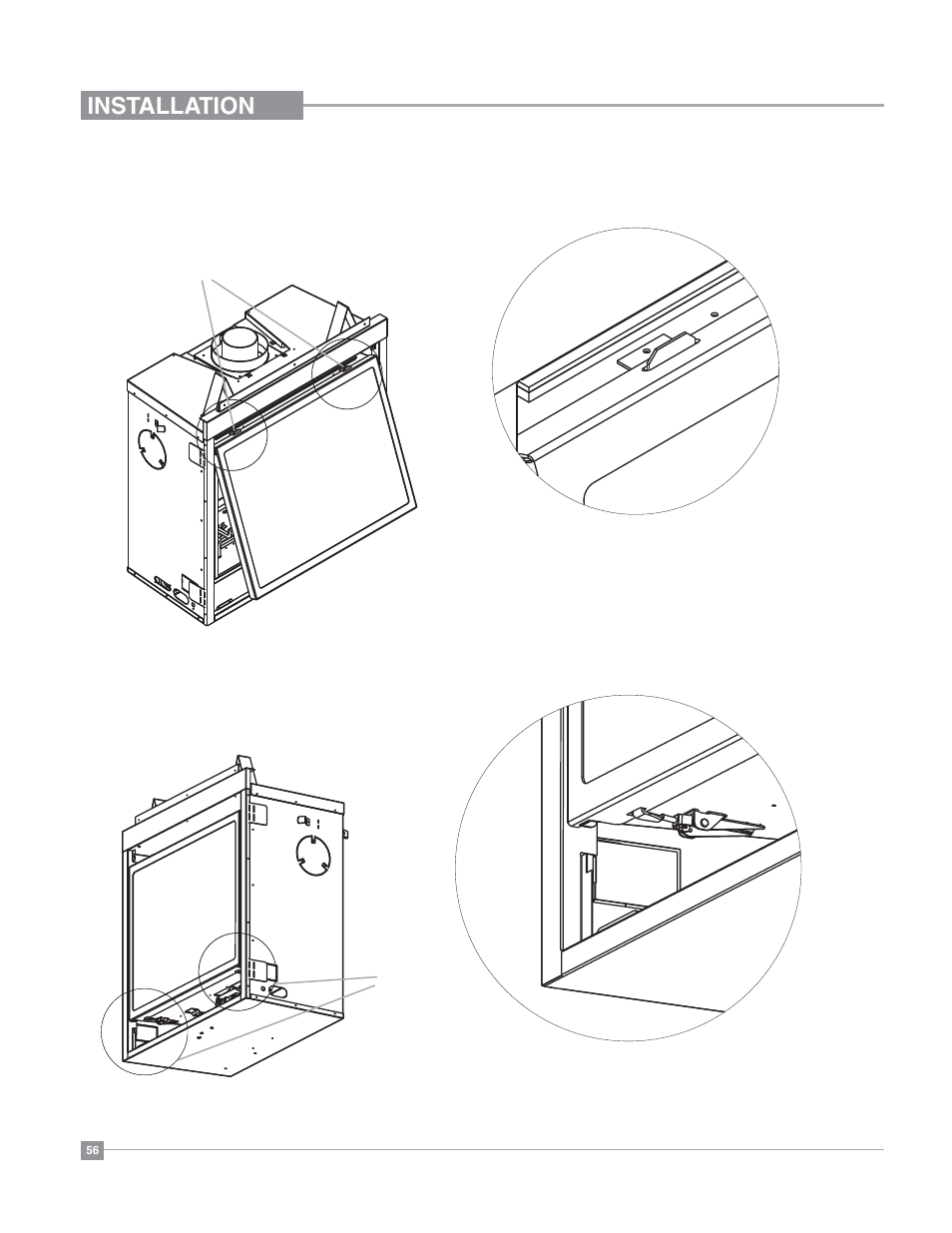 Installation, Flush glass door installation | Regency Bellavista B36XT Medium Gas Fireplace User Manual | Page 56 / 68