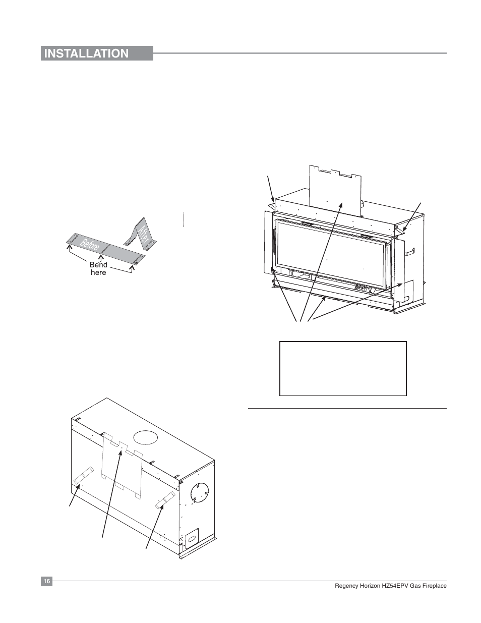 Installation, Unit assembly prior to installation, Venting introduction | Regency Horizon HZ54EPV Large Gas Fireplace User Manual | Page 16 / 60
