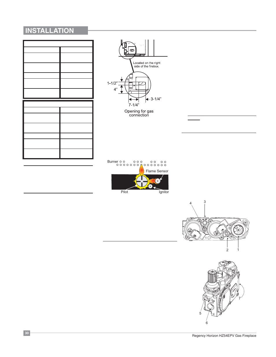 Installation, Gas pipe pressure testing, High elevation | Gas line installation, Pilot adjustment, 886 s.i.t. valve description | Regency Horizon HZ54EPV Large Gas Fireplace User Manual | Page 30 / 60